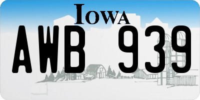 IA license plate AWB939
