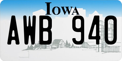 IA license plate AWB940
