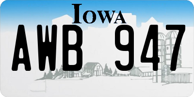 IA license plate AWB947