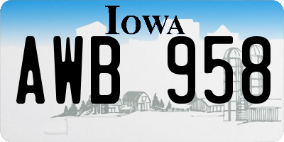 IA license plate AWB958
