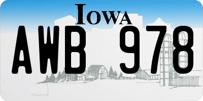 IA license plate AWB978