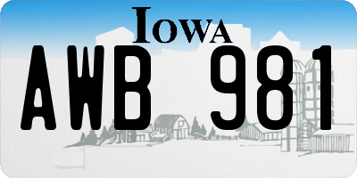 IA license plate AWB981