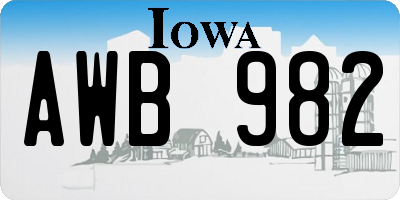 IA license plate AWB982