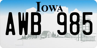 IA license plate AWB985