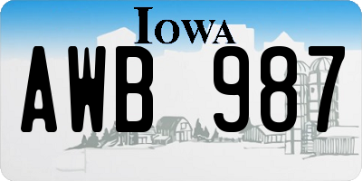 IA license plate AWB987