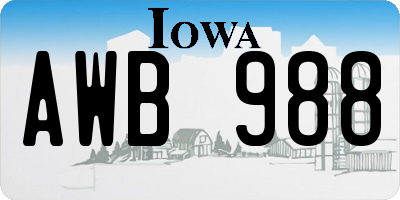 IA license plate AWB988