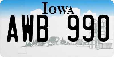 IA license plate AWB990