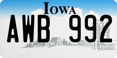 IA license plate AWB992