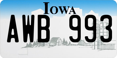 IA license plate AWB993