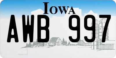 IA license plate AWB997