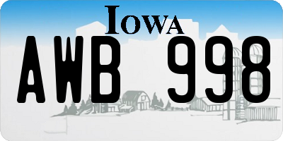 IA license plate AWB998
