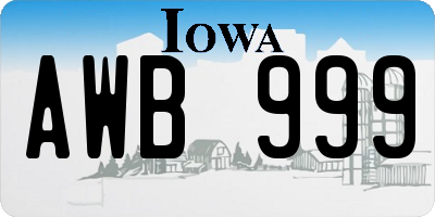 IA license plate AWB999