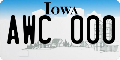 IA license plate AWC000