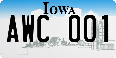 IA license plate AWC001
