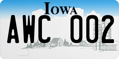 IA license plate AWC002