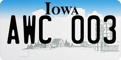 IA license plate AWC003