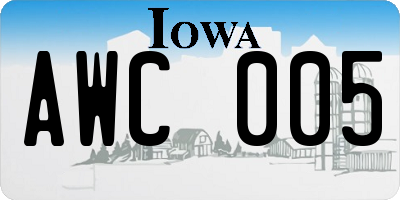 IA license plate AWC005