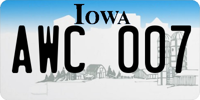 IA license plate AWC007