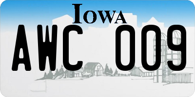 IA license plate AWC009
