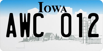 IA license plate AWC012