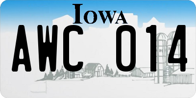 IA license plate AWC014