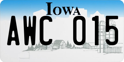 IA license plate AWC015