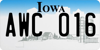 IA license plate AWC016
