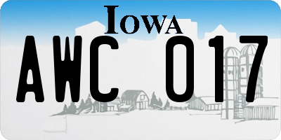 IA license plate AWC017