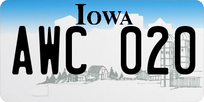 IA license plate AWC020