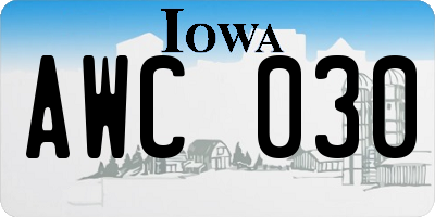 IA license plate AWC030