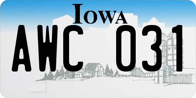 IA license plate AWC031