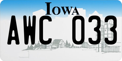 IA license plate AWC033