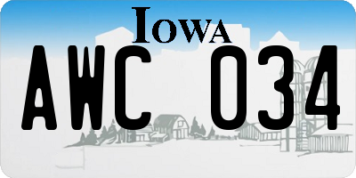 IA license plate AWC034