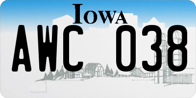 IA license plate AWC038