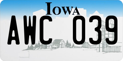 IA license plate AWC039