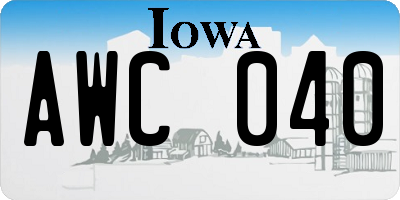 IA license plate AWC040