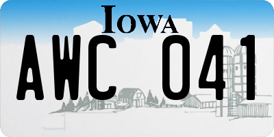 IA license plate AWC041