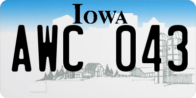 IA license plate AWC043