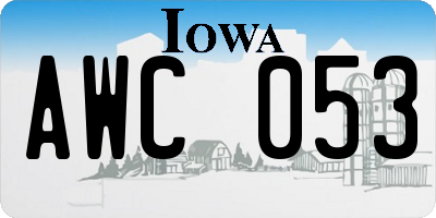 IA license plate AWC053