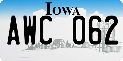 IA license plate AWC062