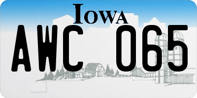 IA license plate AWC065