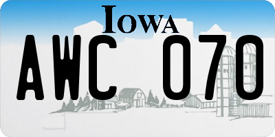 IA license plate AWC070