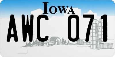 IA license plate AWC071