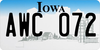 IA license plate AWC072