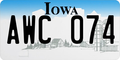 IA license plate AWC074