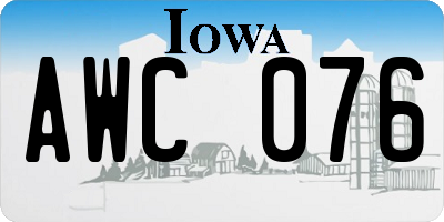 IA license plate AWC076