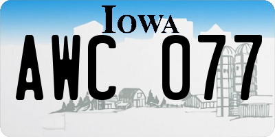IA license plate AWC077