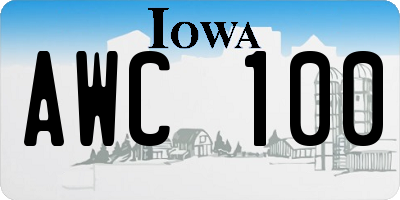 IA license plate AWC100