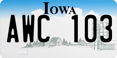 IA license plate AWC103
