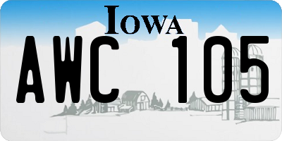 IA license plate AWC105